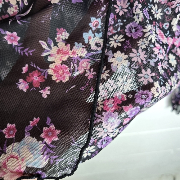 Retro Y2k Crave Fame Floral Mesh Sheer Top - Picture 4 of 7